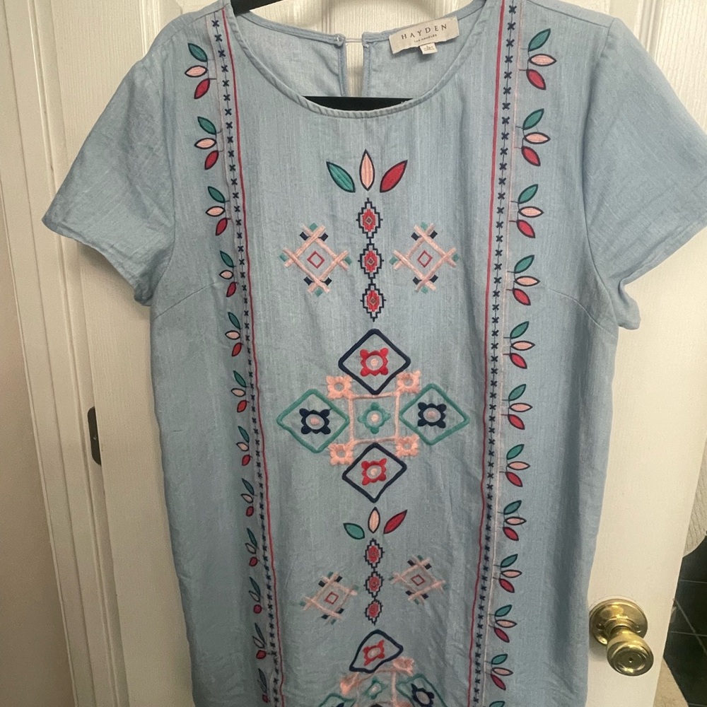 Hayden Sky Blue Dress with Vibrant Embroidery